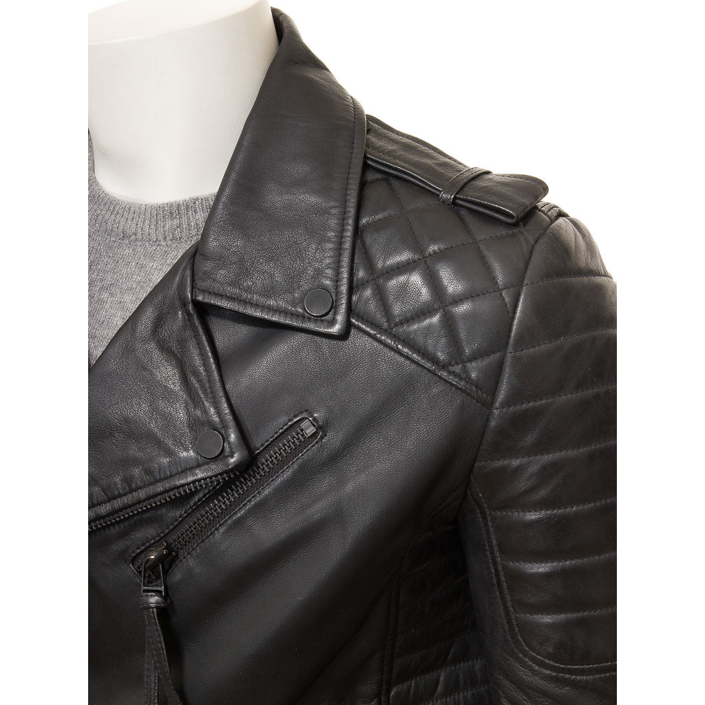 Mens BLACK Leather Jacket | Genuine Boda Skin Kay MICHEAL Leather Quilted Jacket
